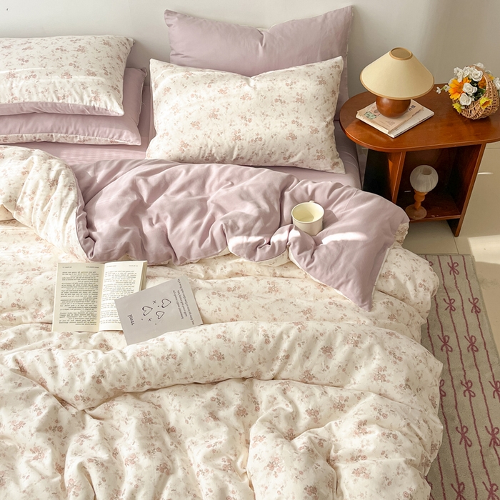 91家纺网 家纺一手货源 找家纺 涵宸家纺 2026新款双层纱印花四件套 B问秋黄