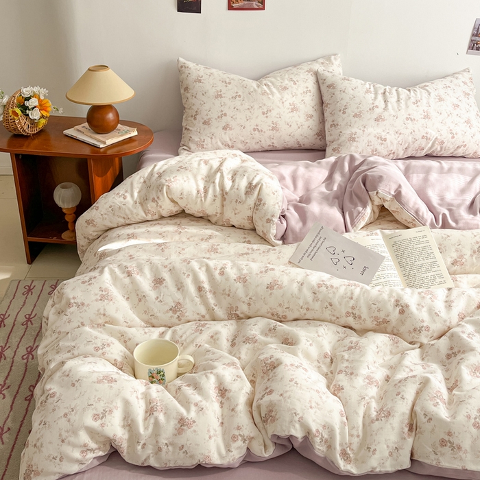 91家纺网 家纺一手货源 找家纺 涵宸家纺 2026新款双层纱印花四件套 B问秋黄