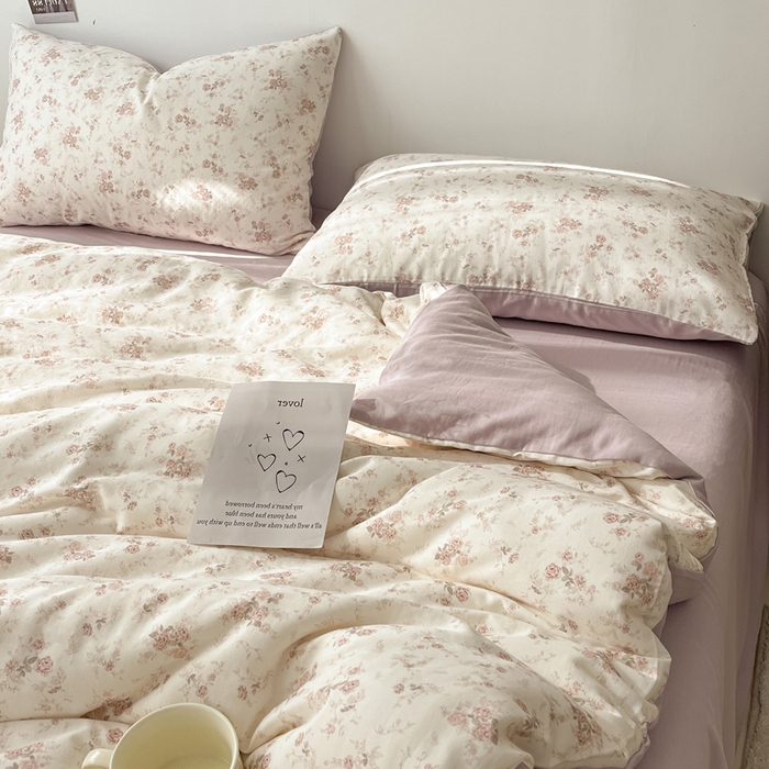 91家纺网 家纺一手货源 找家纺 涵宸家纺 2026新款双层纱印花四件套 B问秋黄