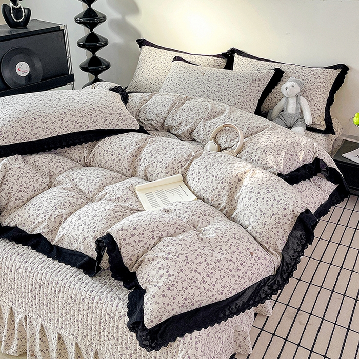 91家纺网 家纺一手货源 找家纺 元熙 2026新款古法水洗棉床盖四件套 奥丽莎