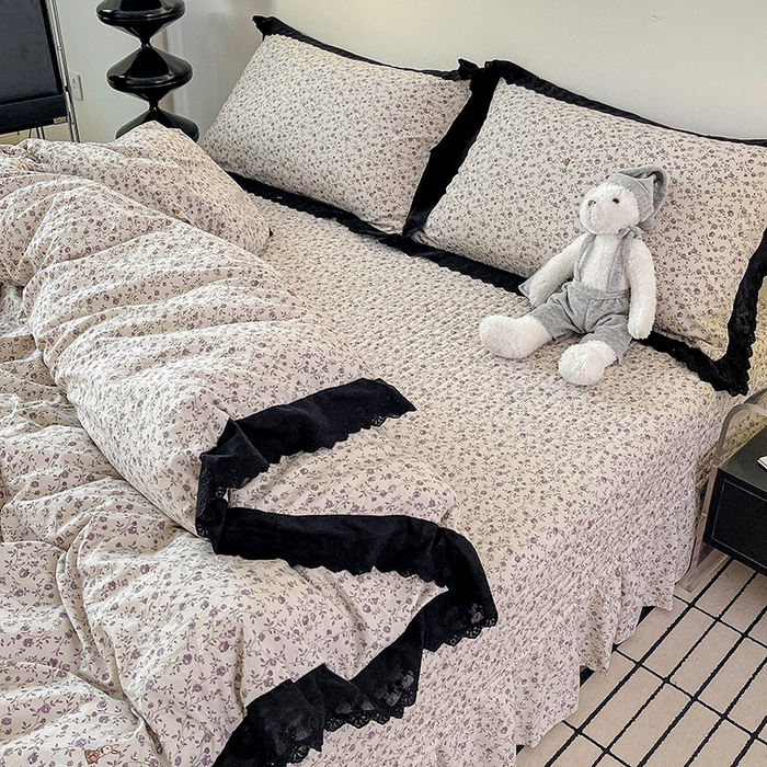 91家纺网 家纺一手货源 找家纺 元熙 2026新款古法水洗棉床盖四件套 奥丽莎