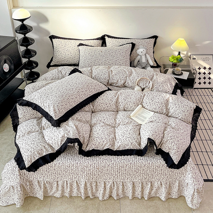 91家纺网 家纺一手货源 找家纺 元熙 2026新款古法水洗棉床盖四件套 奥丽莎