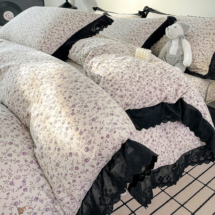 91家纺网 家纺一手货源 找家纺 元熙 2026新款古法水洗棉床盖四件套 奥丽莎