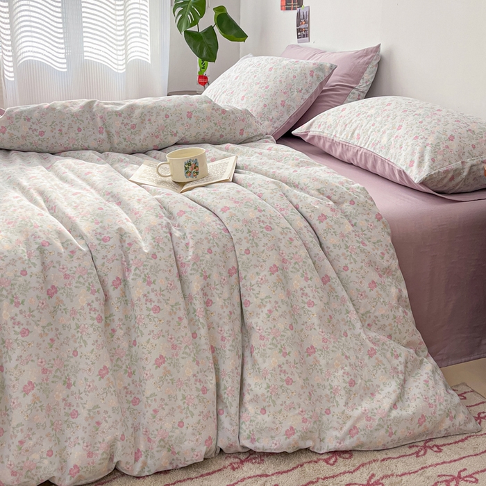 91家纺网 家纺一手货源 找家纺 涵宸家纺 2026新款双层纱印花四件套 B悠然紫