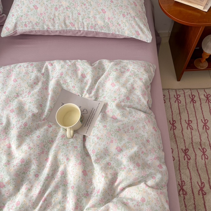 91家纺网 家纺一手货源 找家纺 涵宸家纺 2026新款双层纱印花四件套 B悠然紫