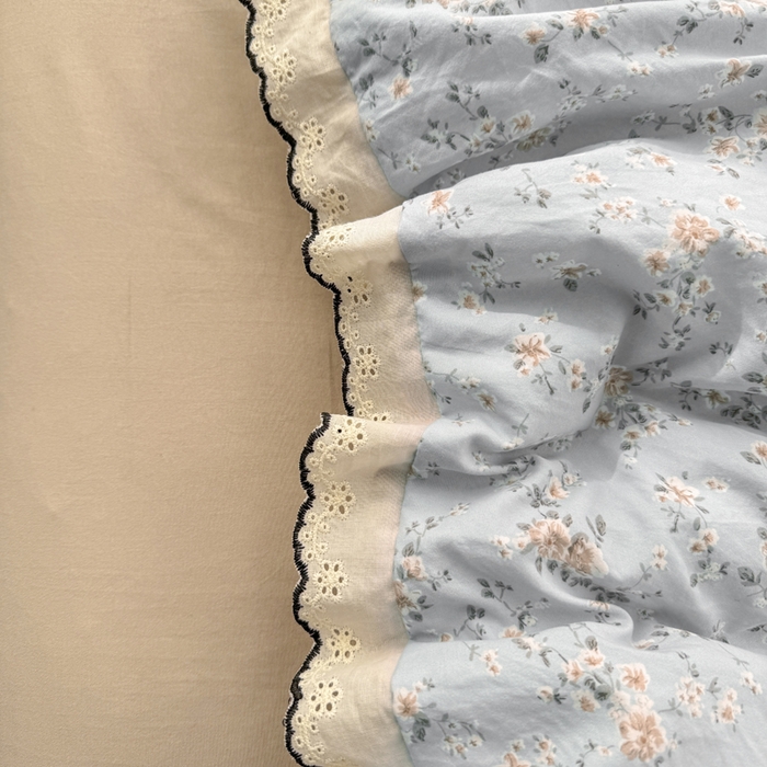 91家纺网 家纺一手货源 找家纺 梵克保罗 2026新款A类仿棉古法水洗棉法式全棉花边四件套 赛琳娜