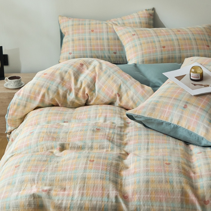 91家纺网 家纺一手货源 找家纺 涵宸家纺 2026新款双层纱印花四件套 D爱的密语