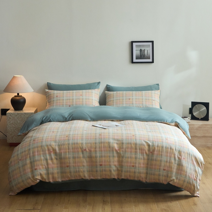 91家纺网 家纺一手货源 找家纺 涵宸家纺 2026新款双层纱印花四件套 D爱的密语