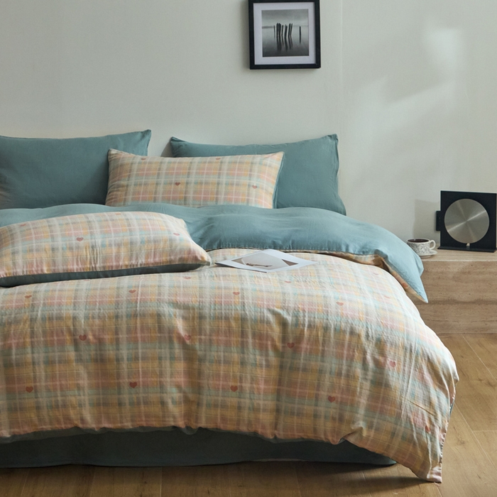 91家纺网 家纺一手货源 找家纺 涵宸家纺 2026新款双层纱印花四件套 D爱的密语