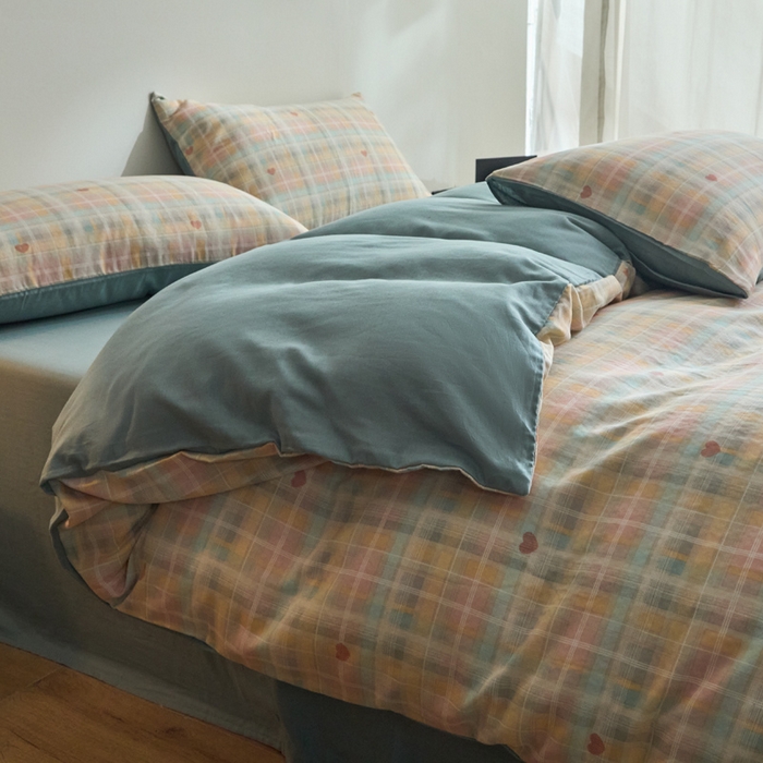 91家纺网 家纺一手货源 找家纺 涵宸家纺 2026新款双层纱印花四件套 D爱的密语