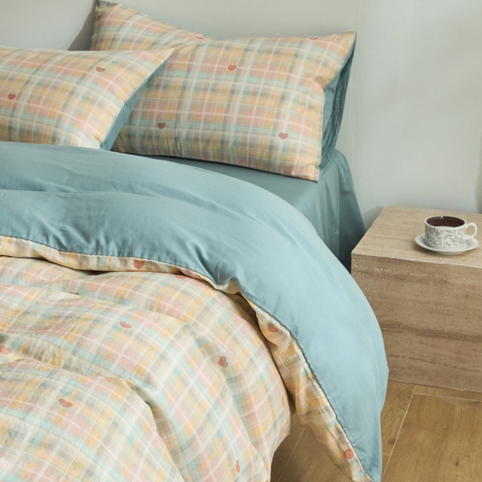 91家纺网 家纺一手货源 找家纺 涵宸家纺 2026新款双层纱印花四件套 D爱的密语