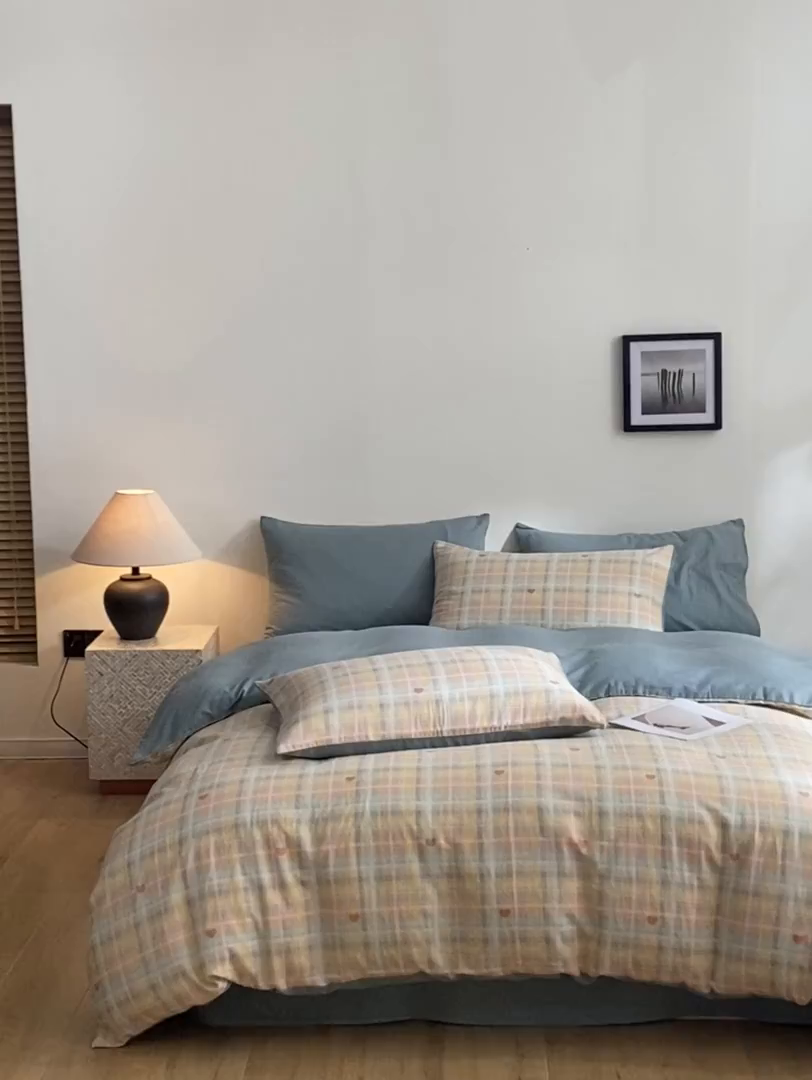 91家纺网 家纺一手货源 找家纺 涵宸家纺 2026新款双层纱印花四件套 D爱的密语