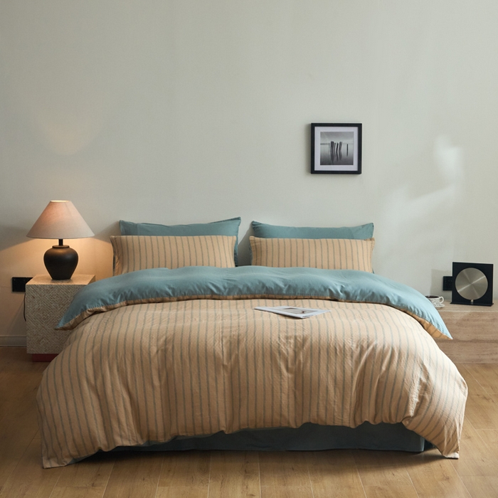 91家纺网 家纺一手货源 找家纺 涵宸家纺 2026新款双层纱印花四件套 D水木年华