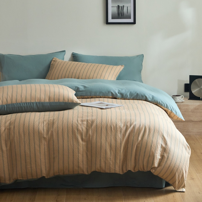 91家纺网 家纺一手货源 找家纺 涵宸家纺 2026新款双层纱印花四件套 D水木年华