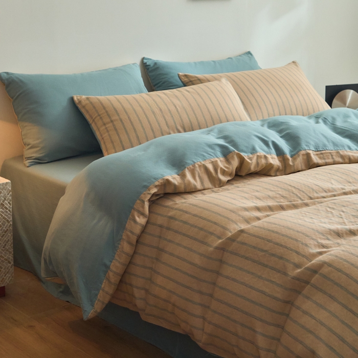 91家纺网 家纺一手货源 找家纺 涵宸家纺 2026新款双层纱印花四件套 D水木年华