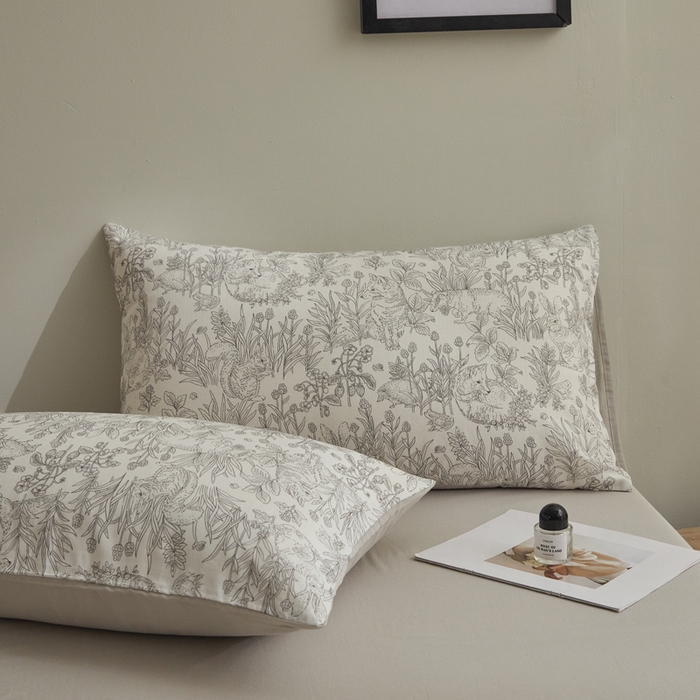 91家纺网 家纺一手货源 找家纺 涵宸家纺 2026新款双层纱印花四件套 F白薇