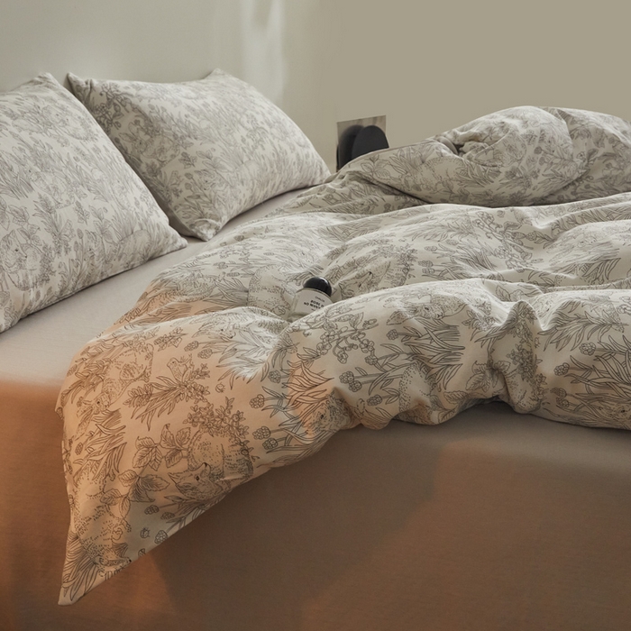 91家纺网 家纺一手货源 找家纺 涵宸家纺 2026新款双层纱印花四件套 F白薇