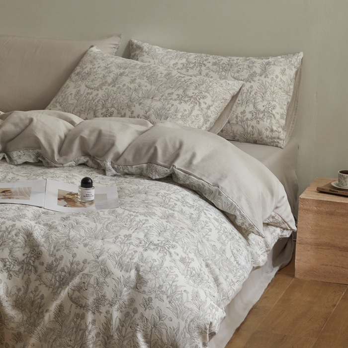 91家纺网 家纺一手货源 找家纺 涵宸家纺 2026新款双层纱印花四件套 F白薇