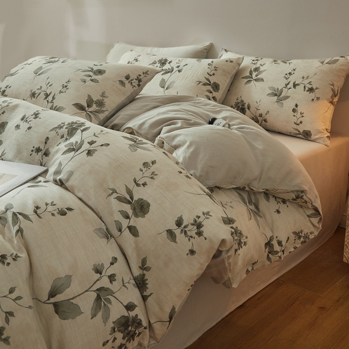 91家纺网 家纺一手货源 找家纺 涵宸家纺 2026新款双层纱印花四件套 F晨光