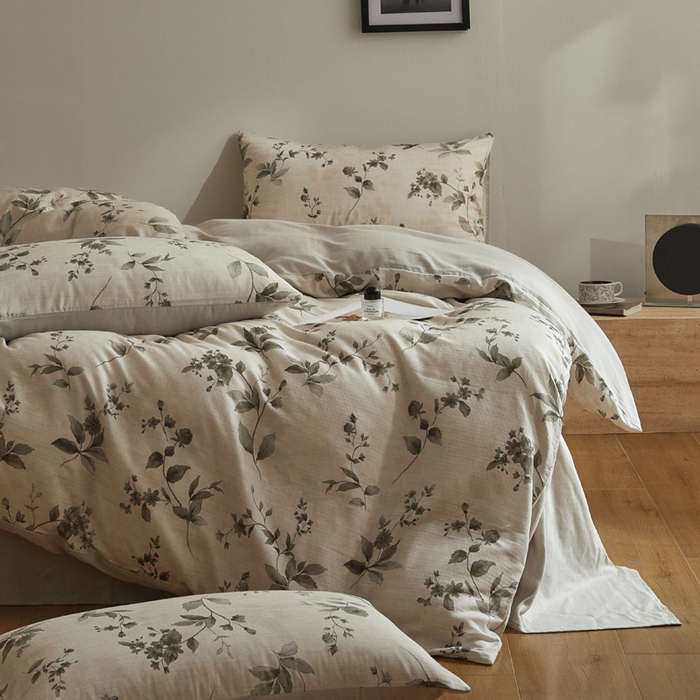 91家纺网 家纺一手货源 找家纺 涵宸家纺 2026新款双层纱印花四件套 F晨光