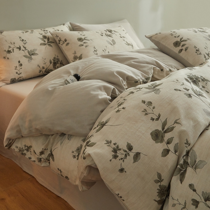 91家纺网 家纺一手货源 找家纺 涵宸家纺 2026新款双层纱印花四件套 F晨光