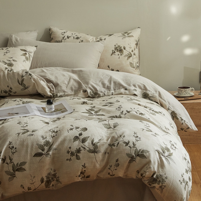 91家纺网 家纺一手货源 找家纺 涵宸家纺 2026新款双层纱印花四件套 F晨光