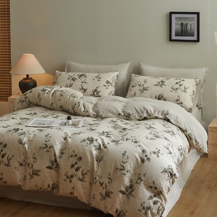 91家纺网 家纺一手货源 找家纺 涵宸家纺 2026新款双层纱印花四件套 F晨光