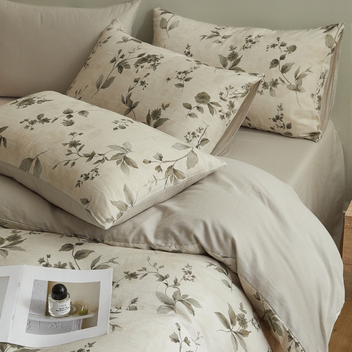 91家纺网 家纺一手货源 找家纺 涵宸家纺 2026新款双层纱印花四件套 F晨光