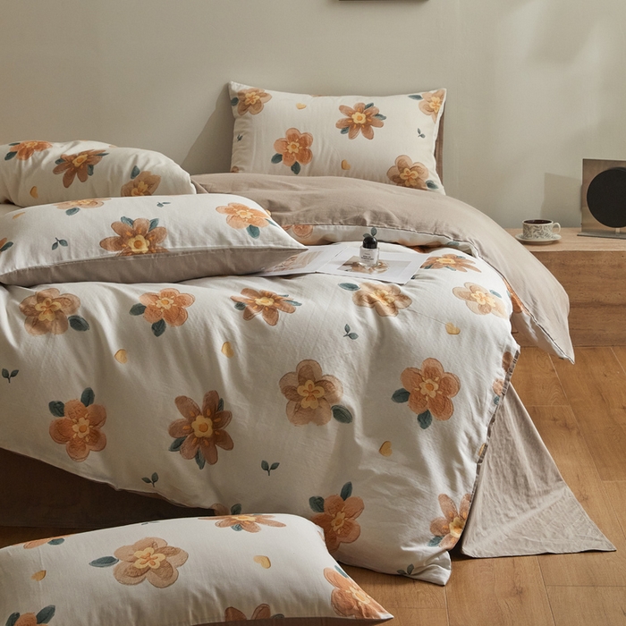 91家纺网 家纺一手货源 找家纺 涵宸家纺 2026新款双层纱印花四件套 F晨花