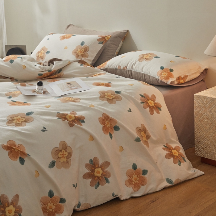 91家纺网 家纺一手货源 找家纺 涵宸家纺 2026新款双层纱印花四件套 F晨花