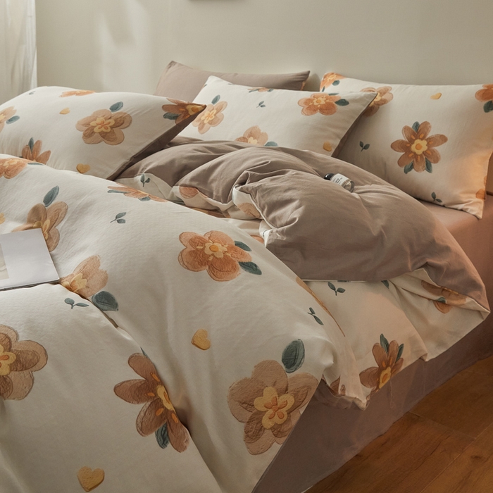 91家纺网 家纺一手货源 找家纺 涵宸家纺 2026新款双层纱印花四件套 F晨花