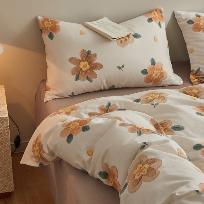 91家纺网 家纺一手货源 找家纺 涵宸家纺 2026新款双层纱印花四件套 F晨花