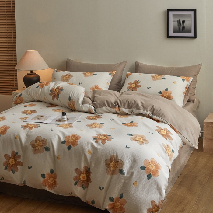 91家纺网 家纺一手货源 找家纺 涵宸家纺 2026新款双层纱印花四件套 F晨花