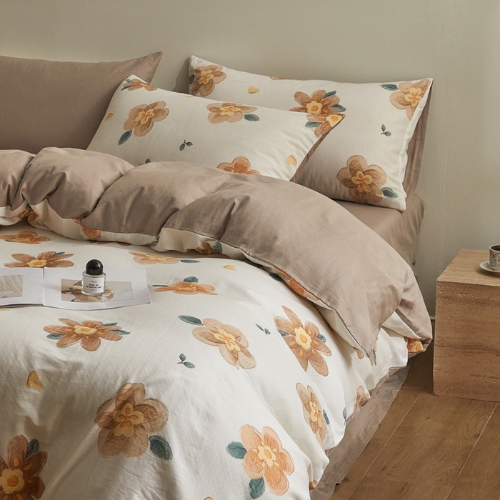 91家纺网 家纺一手货源 找家纺 涵宸家纺 2026新款双层纱印花四件套 F晨花