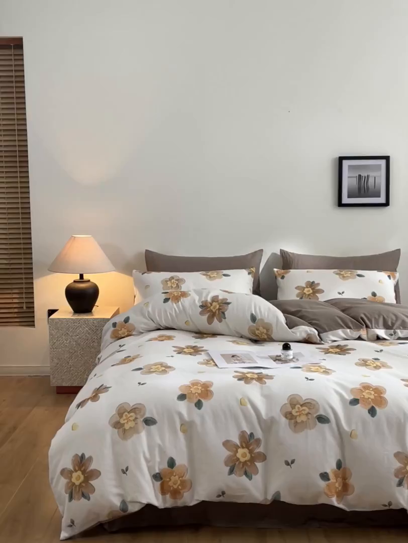 91家纺网 家纺一手货源 找家纺 涵宸家纺 2026新款双层纱印花四件套 F晨花