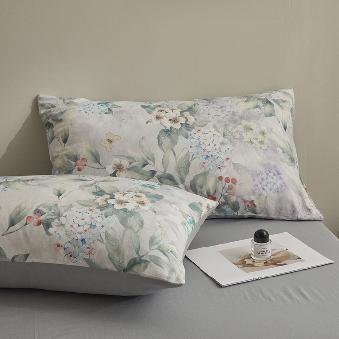 91家纺网 家纺一手货源 找家纺 涵宸家纺 2026新款双层纱印花四件套 F丛林雨