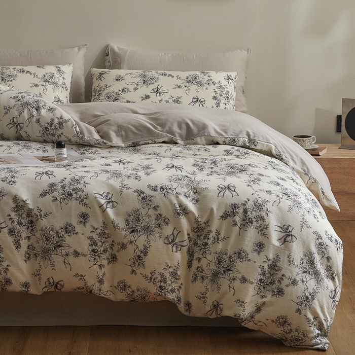 91家纺网 家纺一手货源 找家纺 涵宸家纺 2026新款双层纱印花四件套 F芙丽