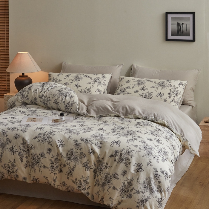 91家纺网 家纺一手货源 找家纺 涵宸家纺 2026新款双层纱印花四件套 F芙丽