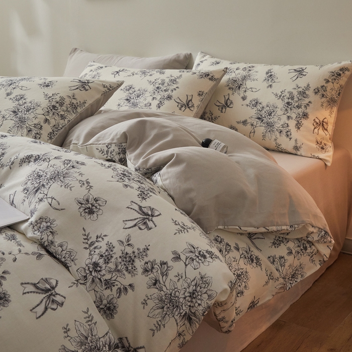 91家纺网 家纺一手货源 找家纺 涵宸家纺 2026新款双层纱印花四件套 F芙丽