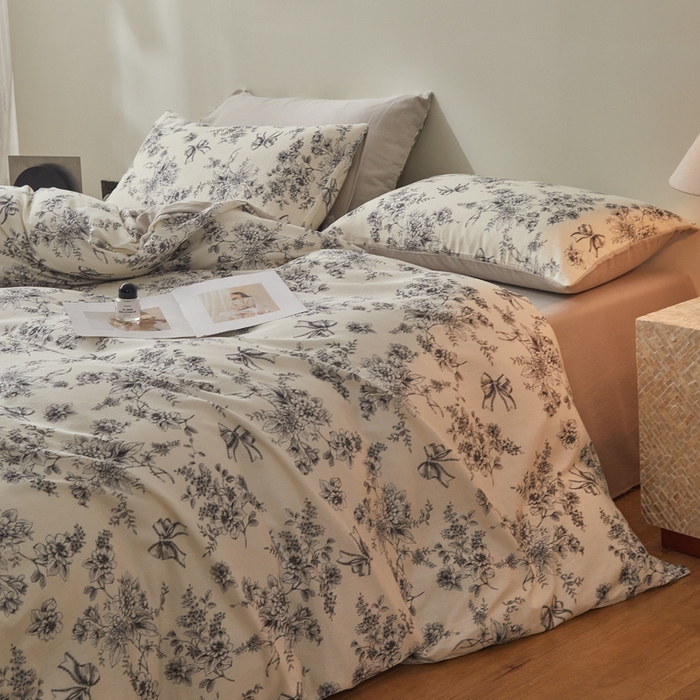 91家纺网 家纺一手货源 找家纺 涵宸家纺 2026新款双层纱印花四件套 F芙丽