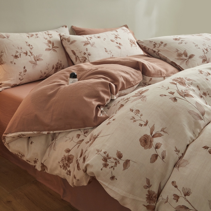 91家纺网 家纺一手货源 找家纺 涵宸家纺 2026新款双层纱印花四件套 F花千朵