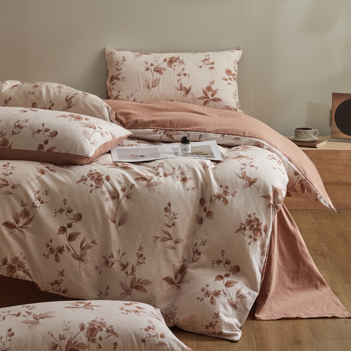 91家纺网 家纺一手货源 找家纺 涵宸家纺 2026新款双层纱印花四件套 F花千朵