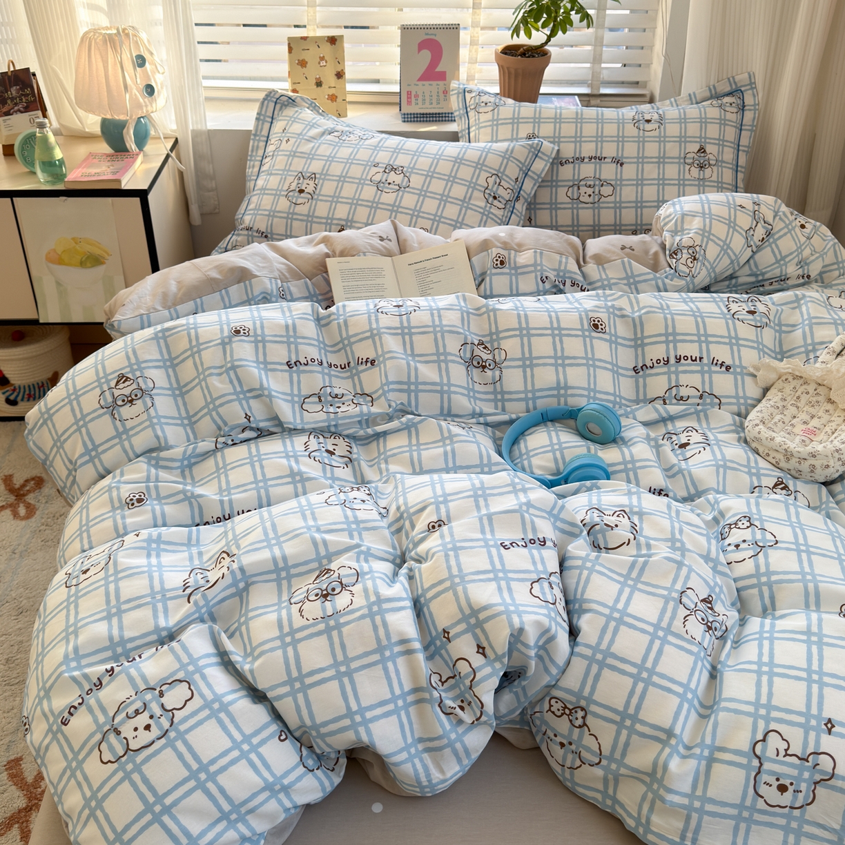 91家纺网 家纺一手货源 找家纺 （总）乐童家纺 2026新款全棉网红直播爆款吊边一字绣工艺款四件套-系列三