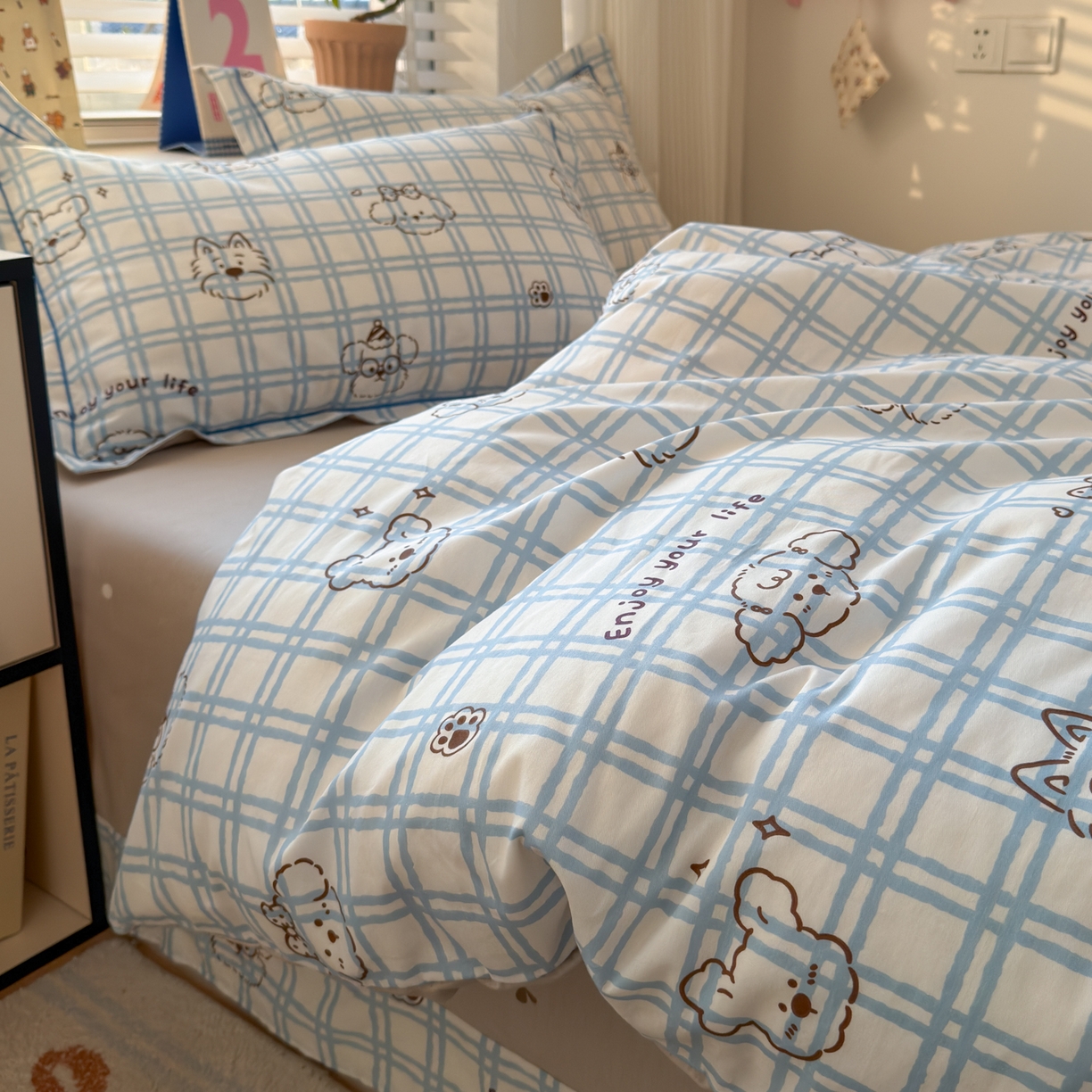 91家纺网 家纺一手货源 找家纺 （总）乐童家纺 2026新款全棉网红直播爆款吊边一字绣工艺款四件套-系列三