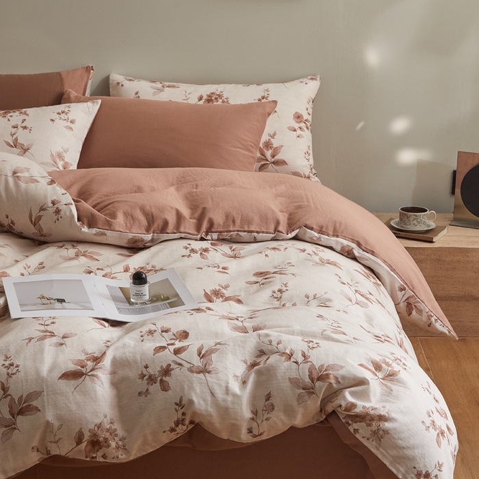 91家纺网 家纺一手货源 找家纺 涵宸家纺 2026新款双层纱印花四件套 F花千朵