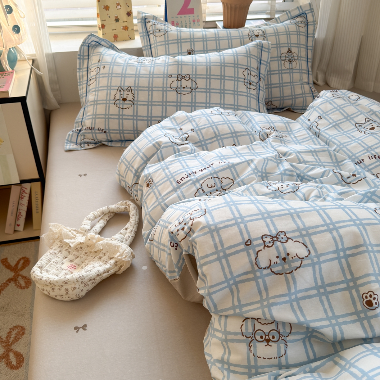 91家纺网 家纺一手货源 找家纺 （总）乐童家纺 2026新款全棉网红直播爆款吊边一字绣工艺款四件套-系列三