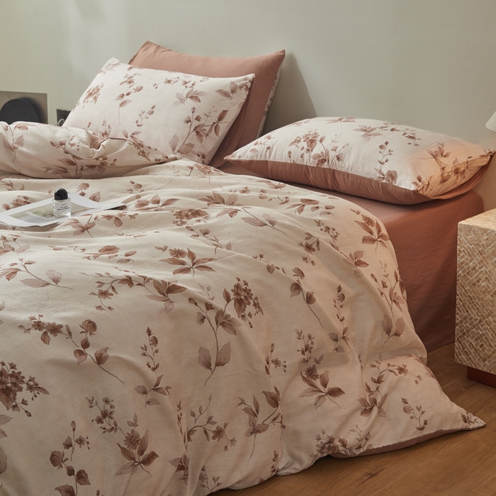 91家纺网 家纺一手货源 找家纺 涵宸家纺 2026新款双层纱印花四件套 F花千朵