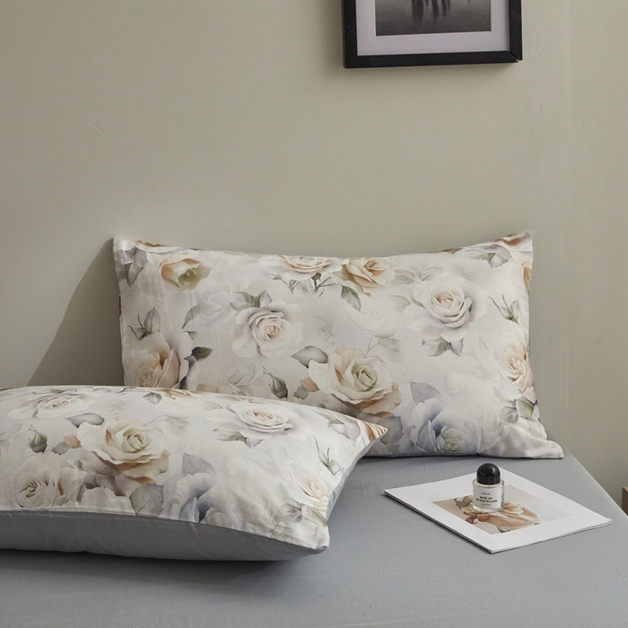 91家纺网 家纺一手货源 找家纺 涵宸家纺 2026新款双层纱印花四件套 F满园-青