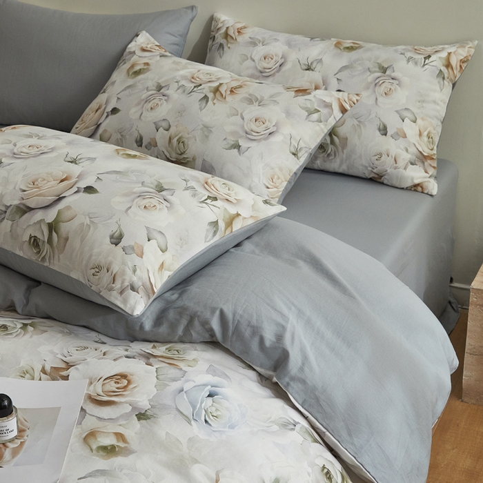 91家纺网 家纺一手货源 找家纺 涵宸家纺 2026新款双层纱印花四件套 F满园-青