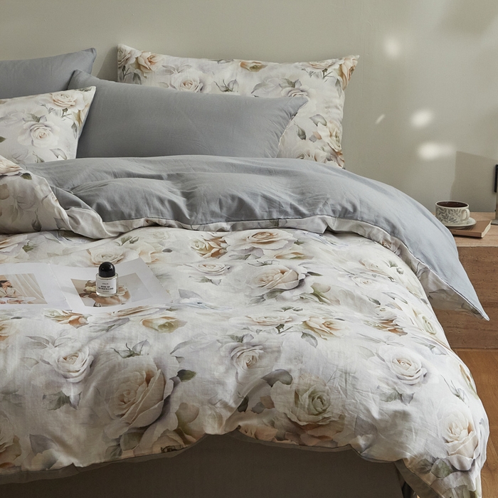 91家纺网 家纺一手货源 找家纺 涵宸家纺 2026新款双层纱印花四件套 F满园-青